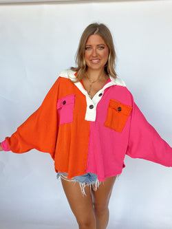 Pink Colorblock Pullover