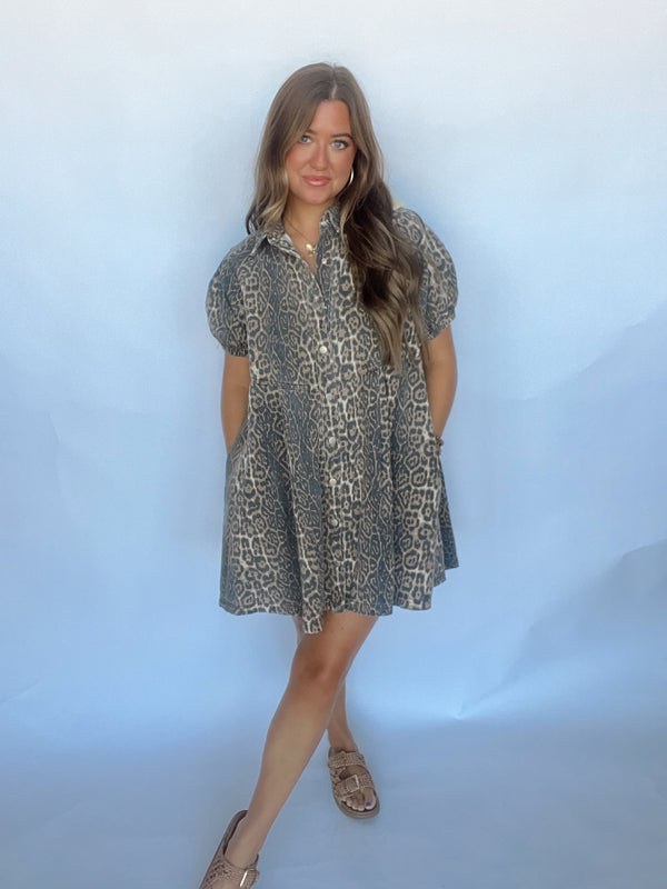 Cheetah Denim Dress