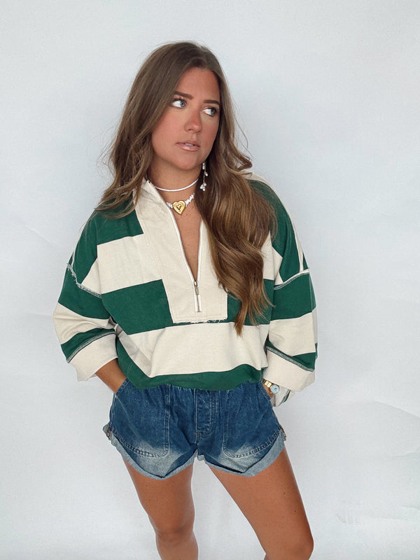 Bold Striped Half Zip