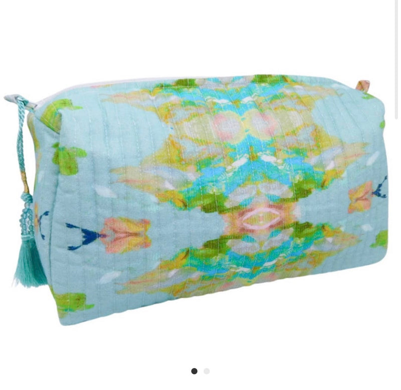 Large Laura Park Cosmetic Bag | Blue Stained Glass
