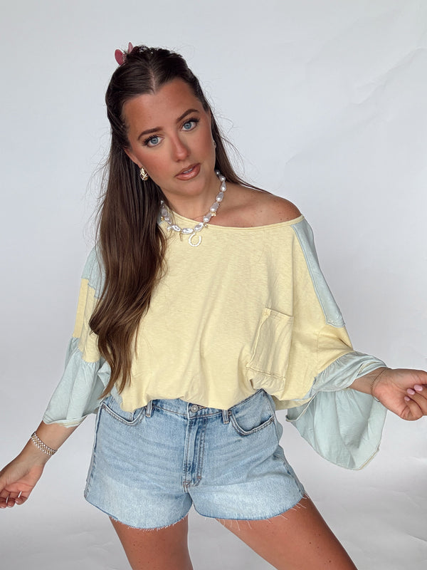 Honey + Blue Flutter Tee
