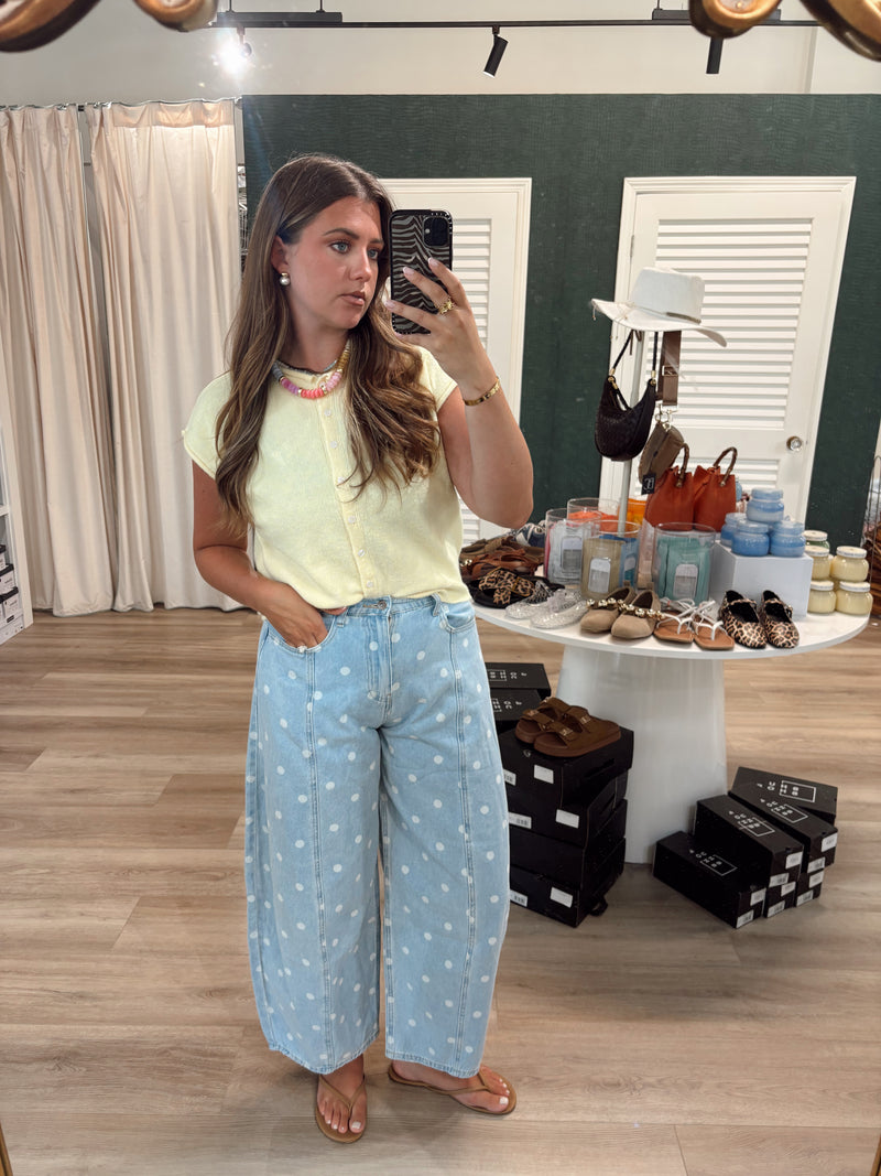 Light Denim Polka Dot Barrels – Coral Boutique