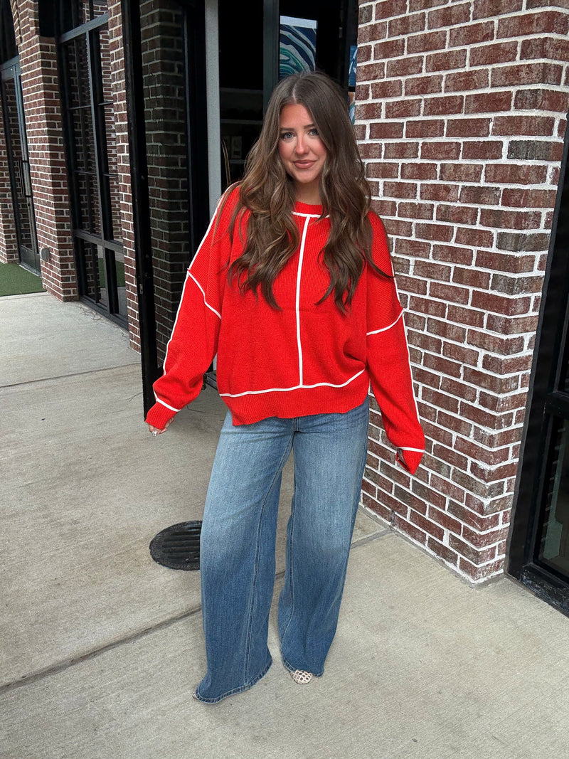 Red Piping Sweater