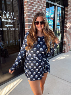 Navy Scalloped Tennis Dress