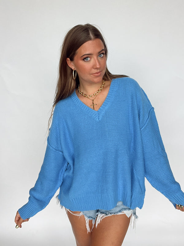 Peri Blue V Neck Sweater