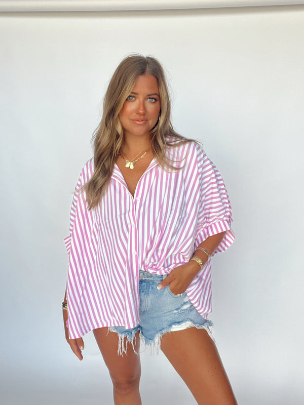 Oversized Button Up | PINK