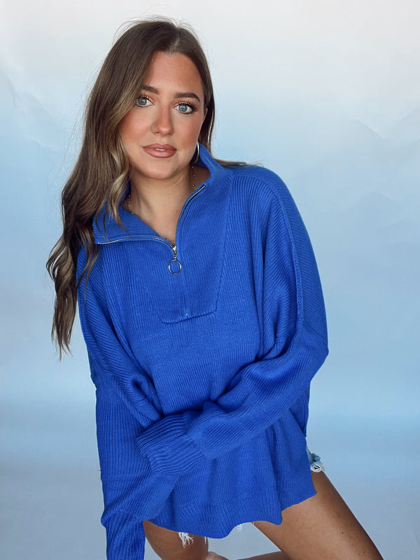 Cobalt Blue Zip Up