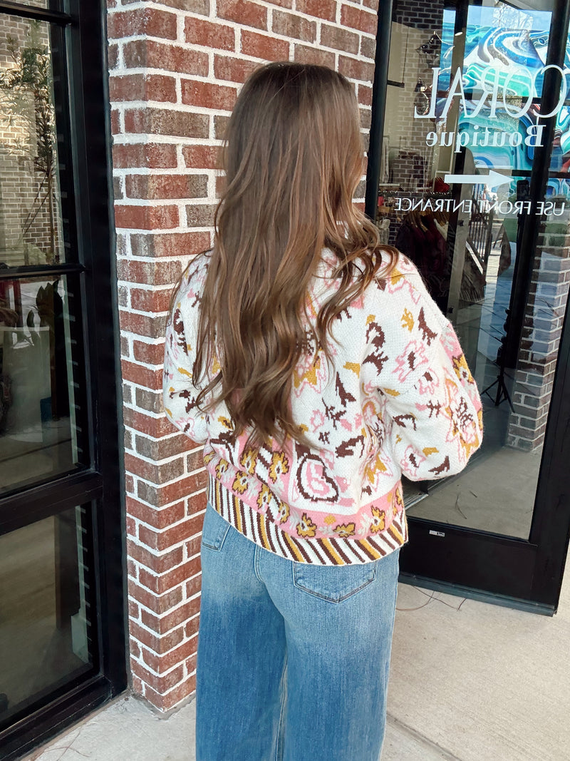 Floral Coral Cardigan