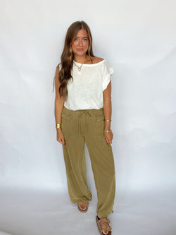 Olive Pleated Pant