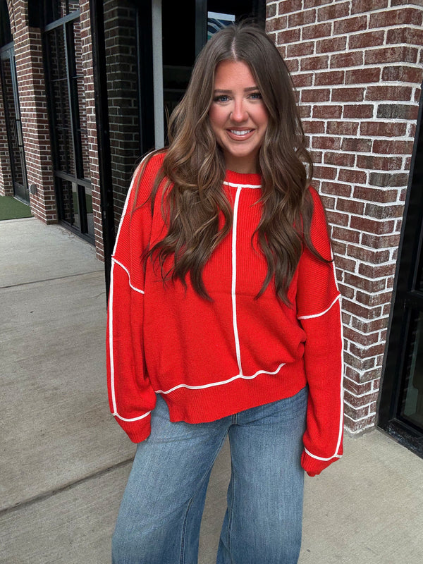 Red Piping Sweater