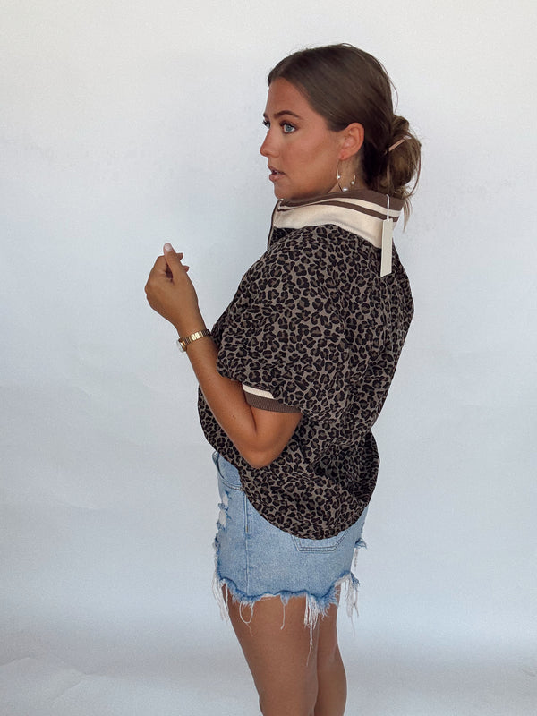Cheetah Collared Top