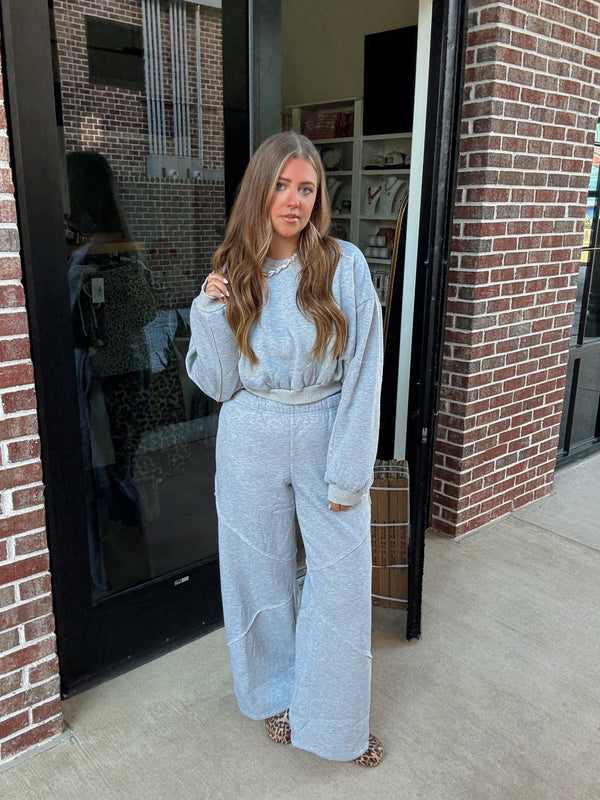 Grey Flare Sweatpant Set