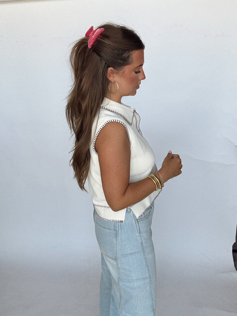 Cream Polo Top