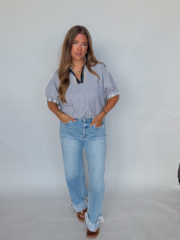 Cuffed Wide Leg Jean