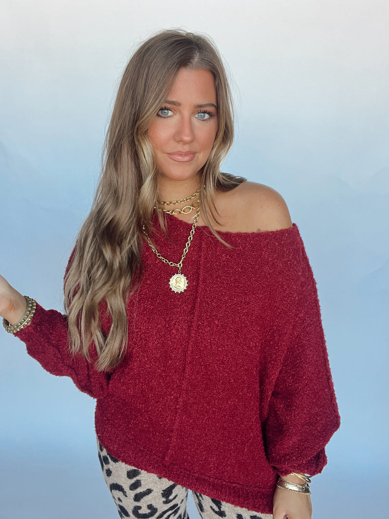 Burgundy Slouched Sweater