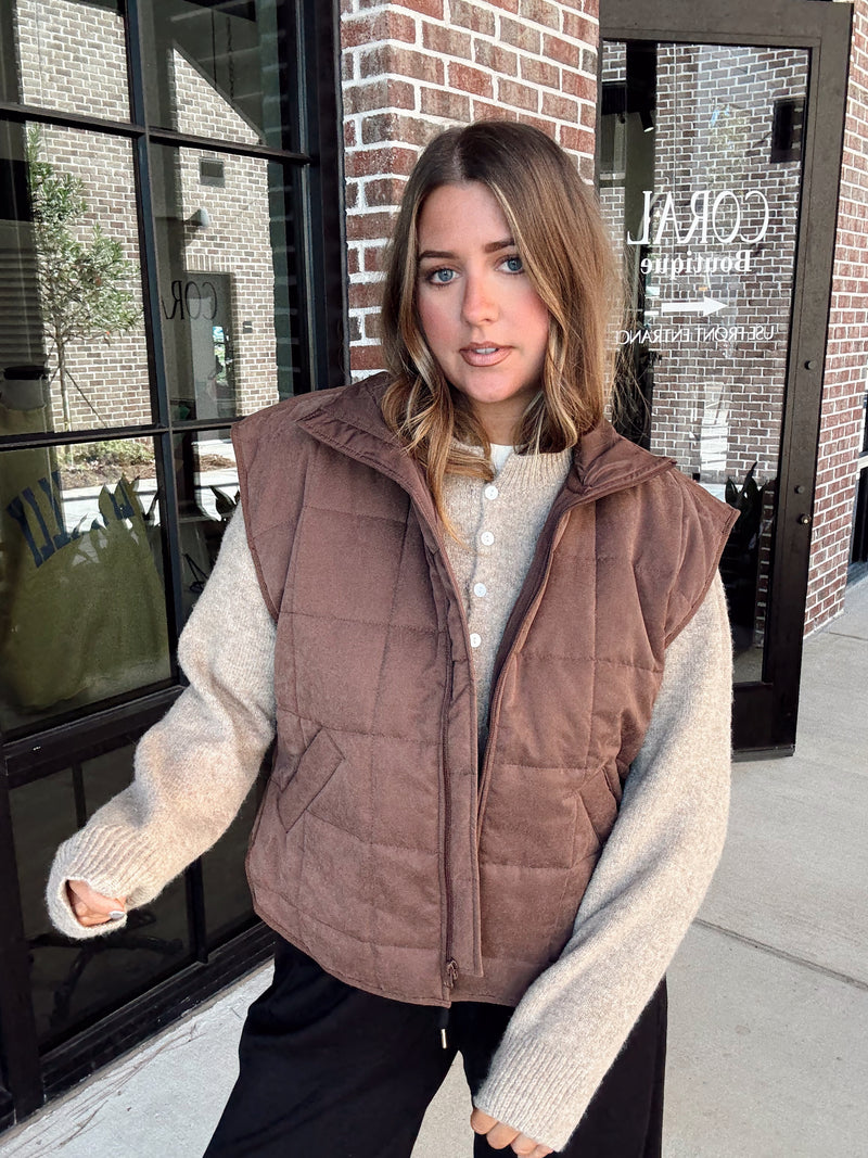 Espresso Brown Quilted Vest