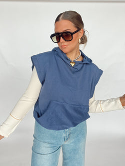 Hooded Muscle Pullover | NAVY