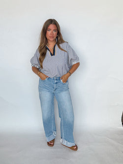 Cuffed Wide Leg Jean
