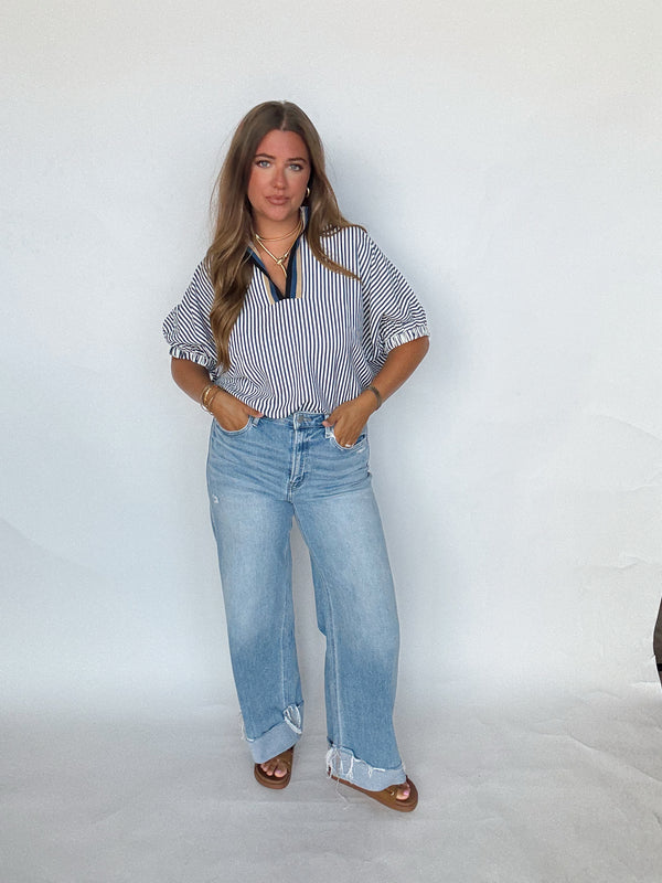 Cuffed Wide Leg Jean
