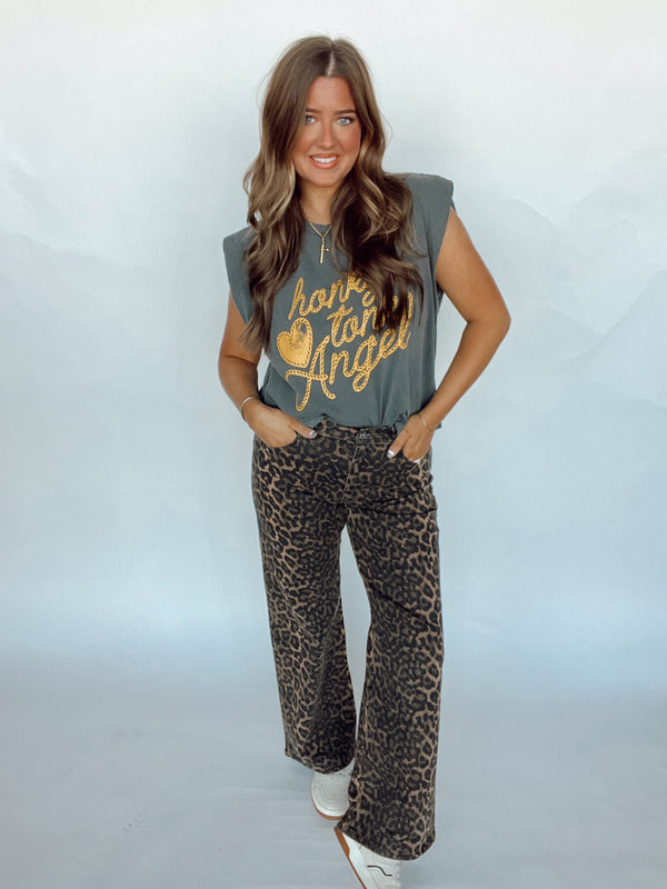 Leopard Print Denim Pant