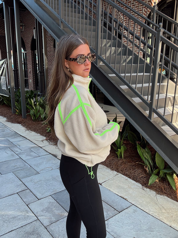 Lime/Oatmeal Half Zip