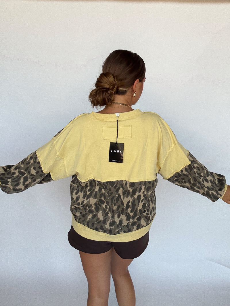 Cheetah/Yellow Oversized Top
