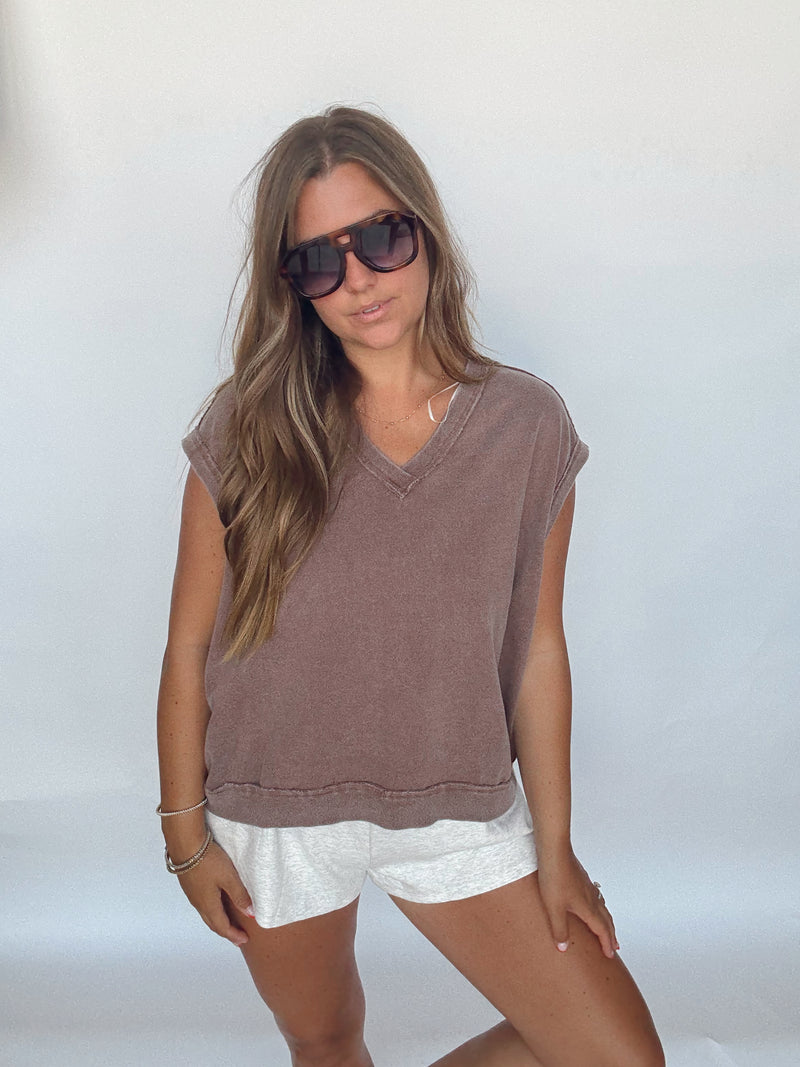 Chestnut V Neck Top