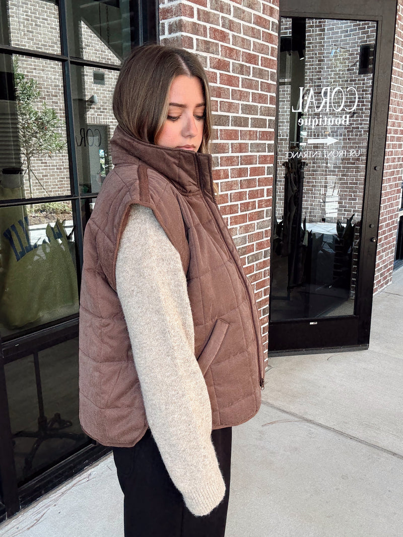 Espresso Brown Quilted Vest