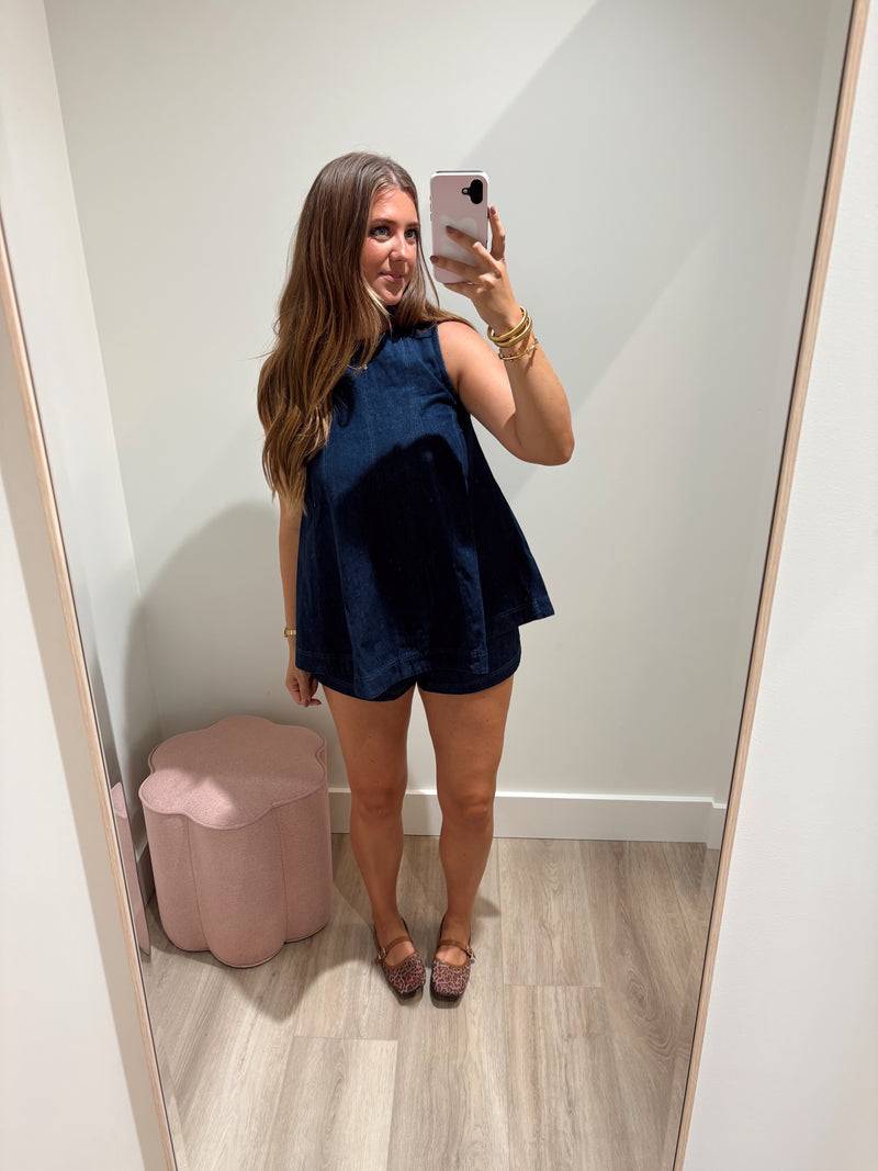 Denim Longline Short Set