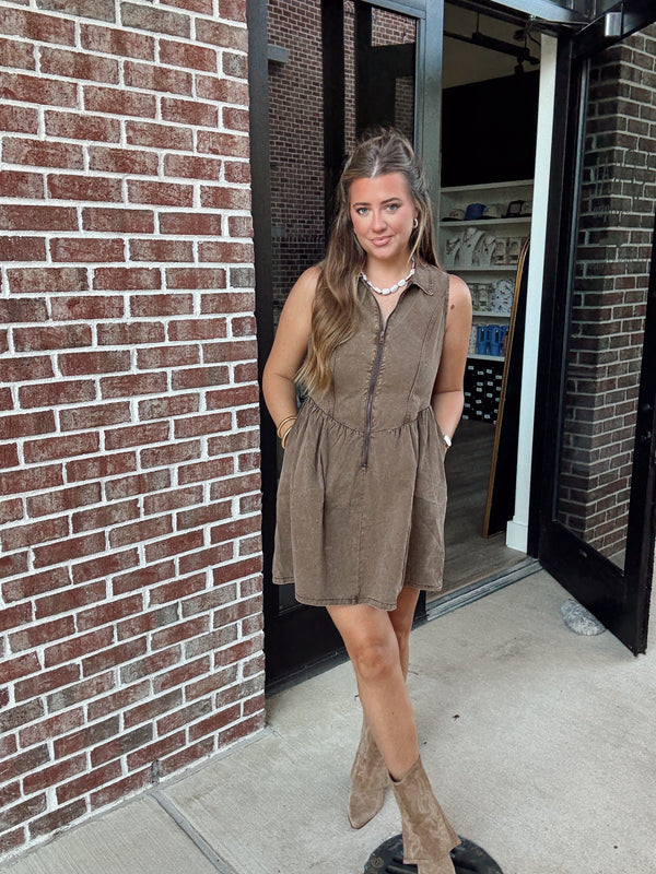 Brown Denim Dress