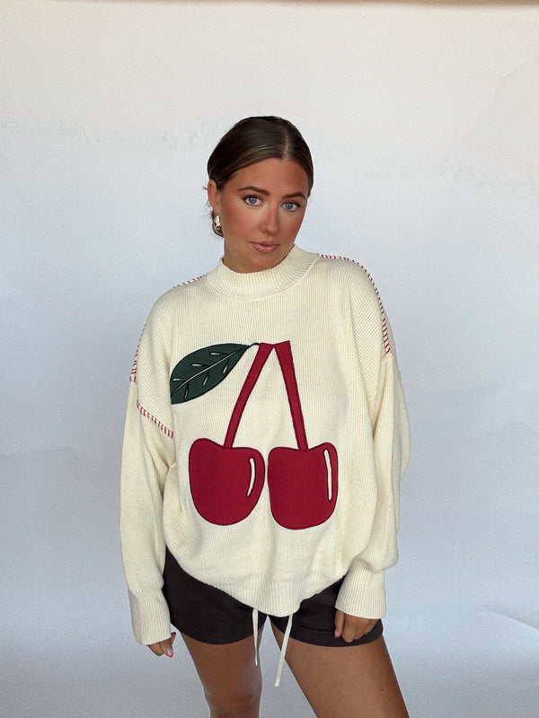 Cream Cherry Sweater