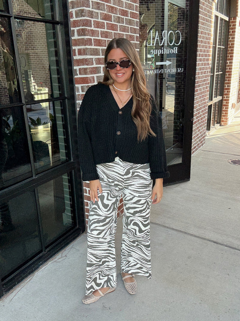 Zebra Print Straight Pant
