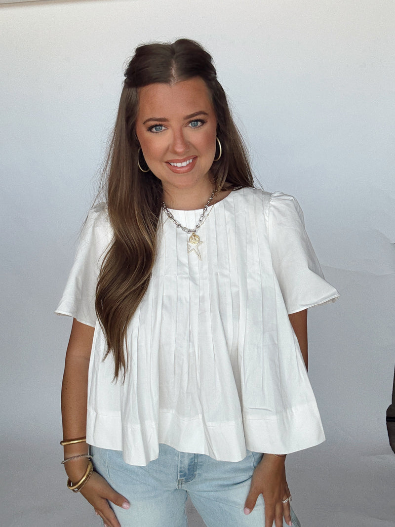 Pleated White Top