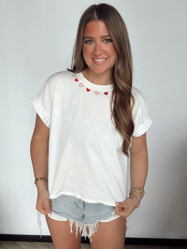 Embroidered Heart Easy Top – Coral Boutique