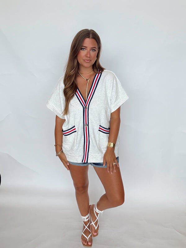 Varsity Striped Short Sleeve Top