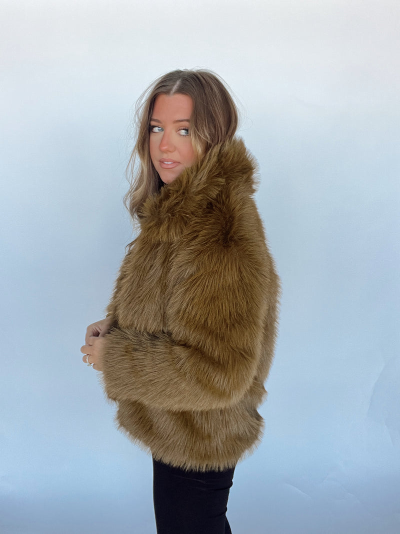 Olive Faux Fur Coat