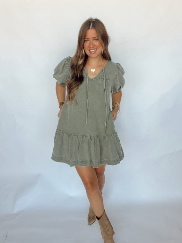 Olive Babydoll Dress