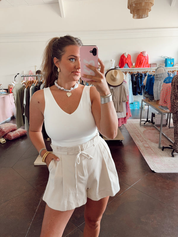 Khaki Pleated Short