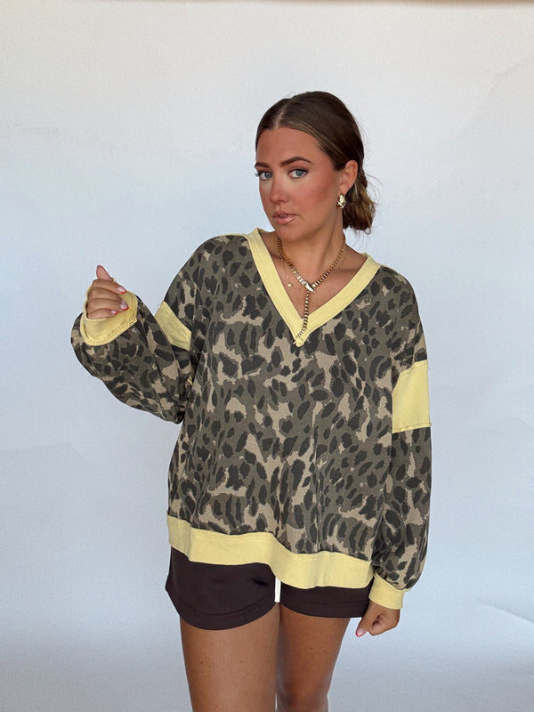 Cheetah/Yellow Oversized Top