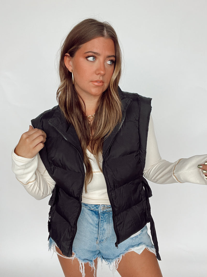 Black Bow Puffer Vest