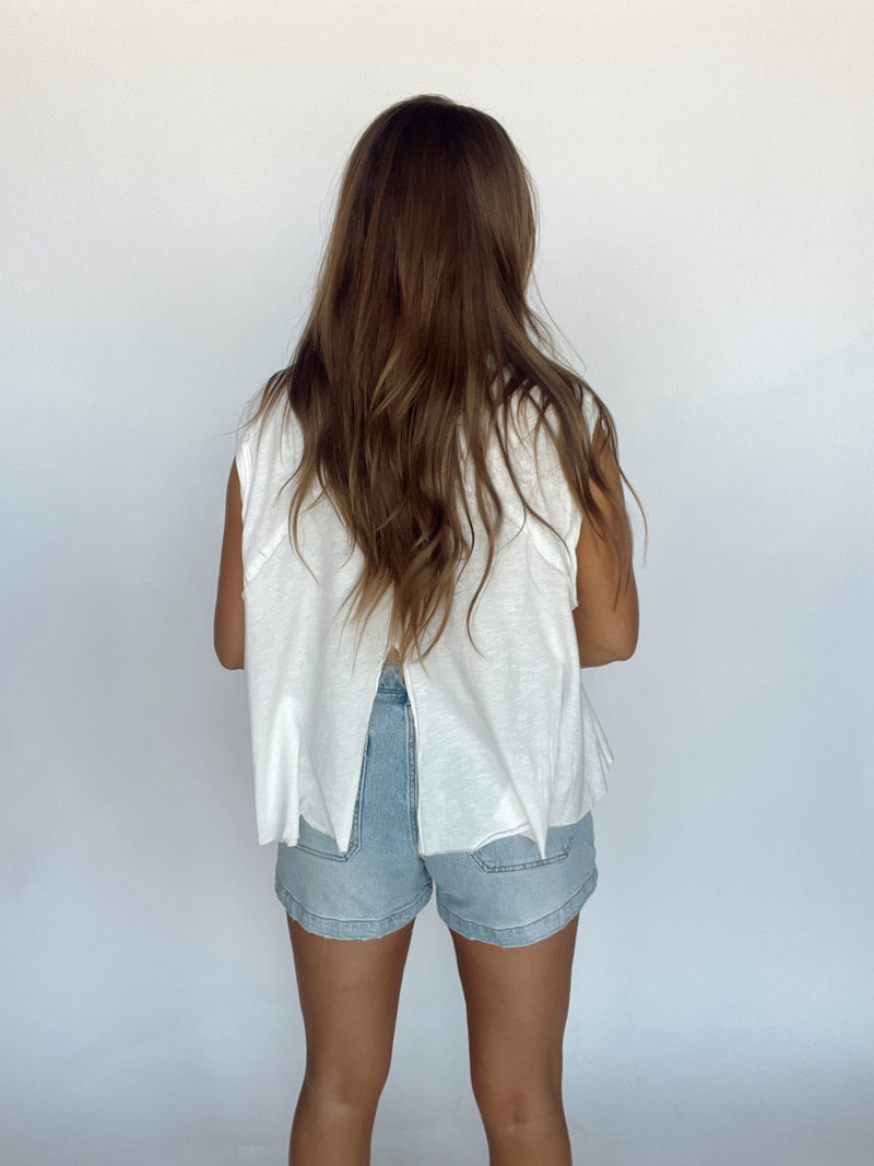 Mock Neck White Tank