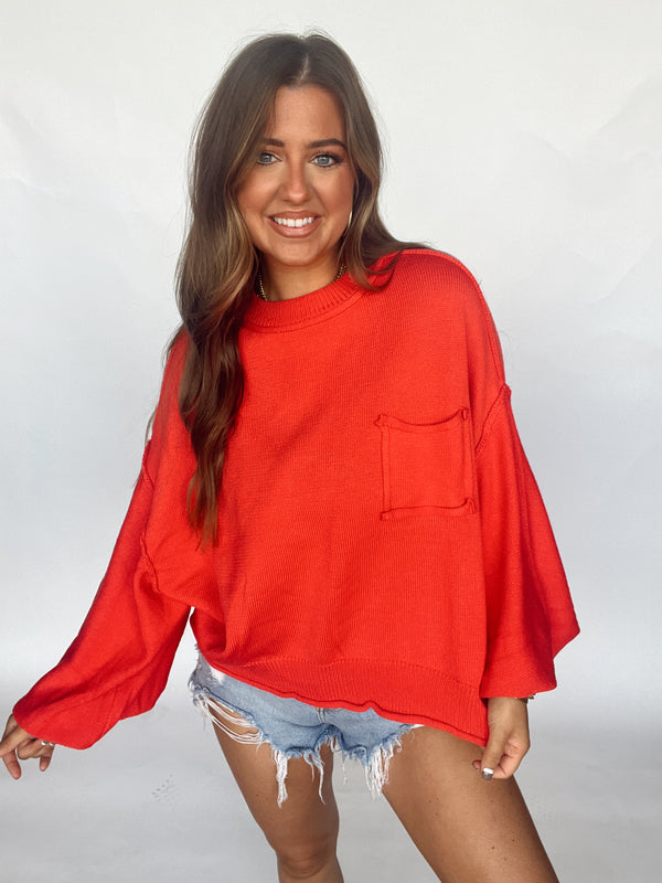 Candy Apple Rolled Hem Sweater