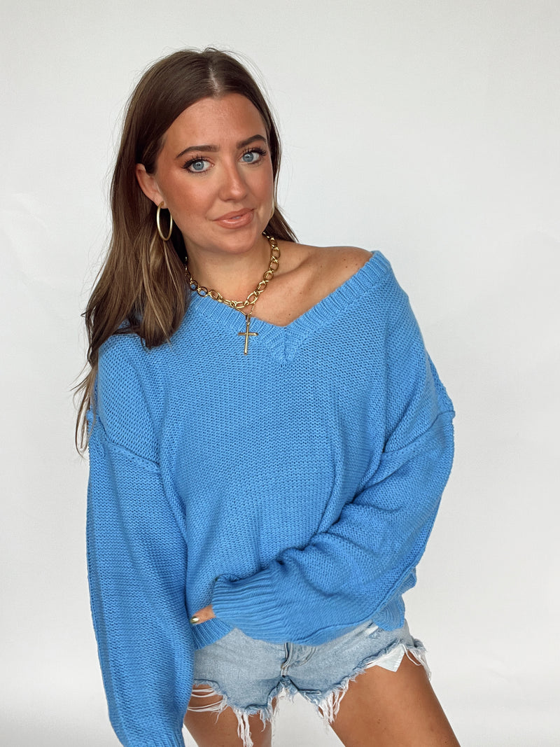 Peri Blue V Neck Sweater