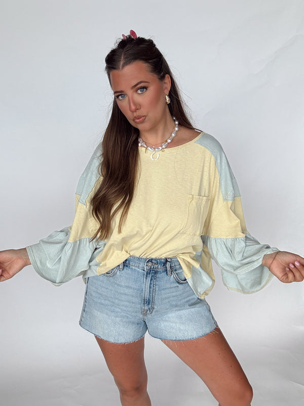 Honey + Blue Flutter Tee