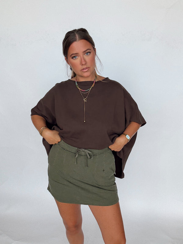 Green Cotton Mini Skirt
