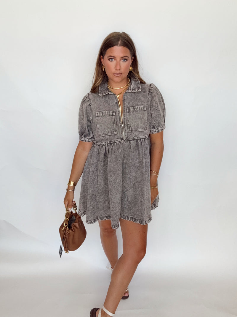 Charcoal Babydoll Dress