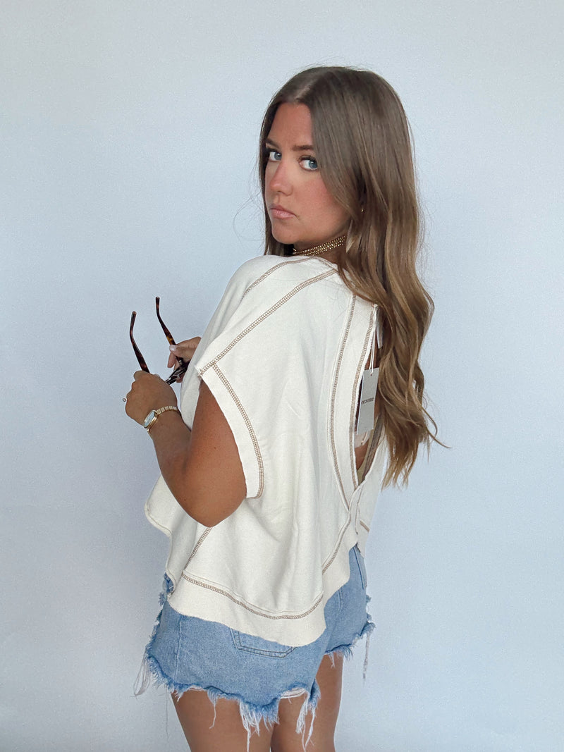 Leopard Peace Sign Keyhole Top | Oat