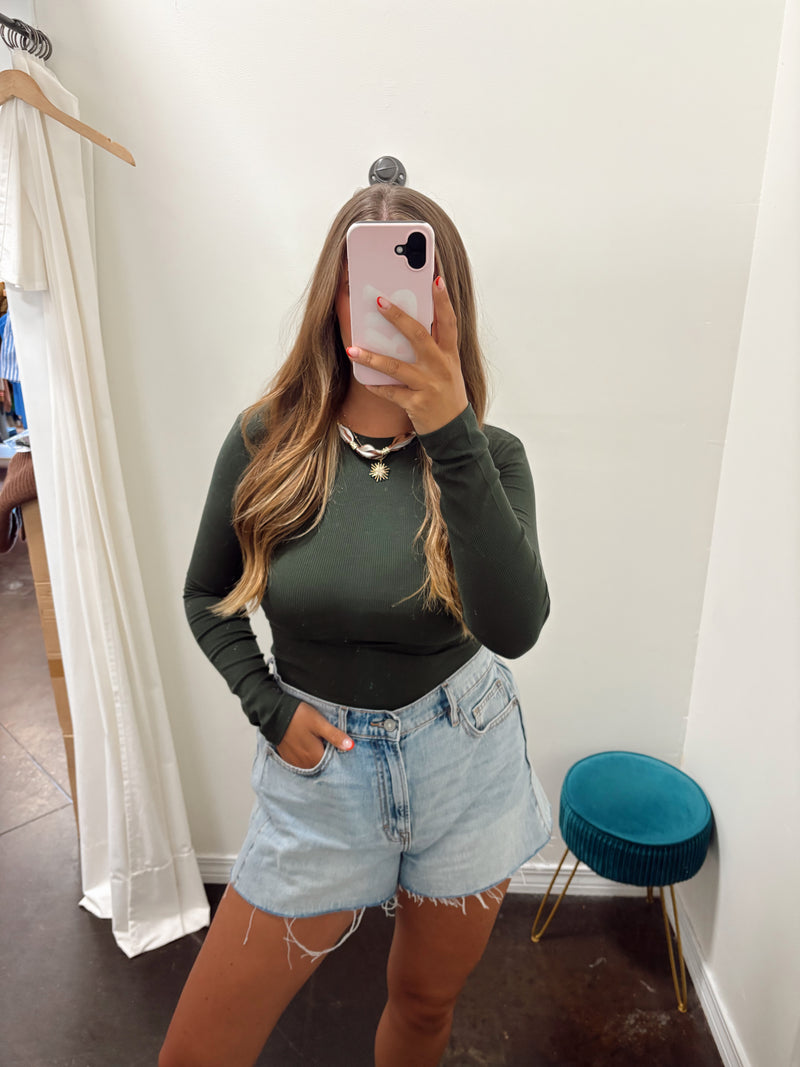 Pine Ribbed Long Sleeve