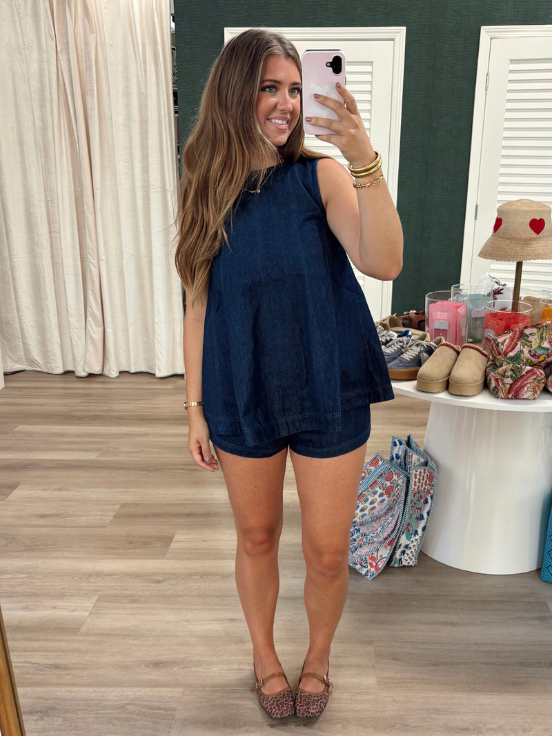 Denim Longline Short Set