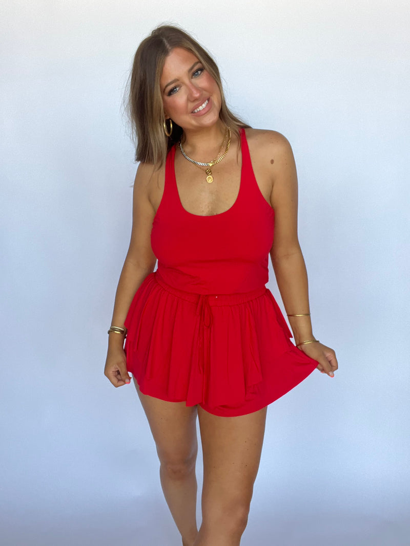 The Rebecca Active Romper Dress | RED